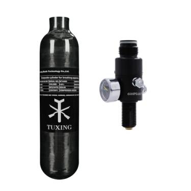 Imagem de TUXING Tanque de ar de fibra de carbono 4500Psi 0,42L 25Cu em garrafa PCP HPA, cilindro de gás, caça de paintball para arma de rifle de ar PCP Daystate e rosca FX M18 * 1,5 (25CI/800CI)
