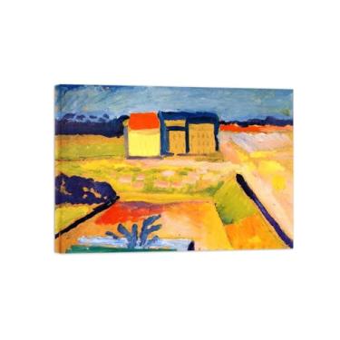 Imagem de Pinturas Famosas em Tela-Quadros Decorativos-Houses and Fields-Pôster e Impressões para Sala de Estar e Casa 50x70cm20x27in Tela Embrulhada