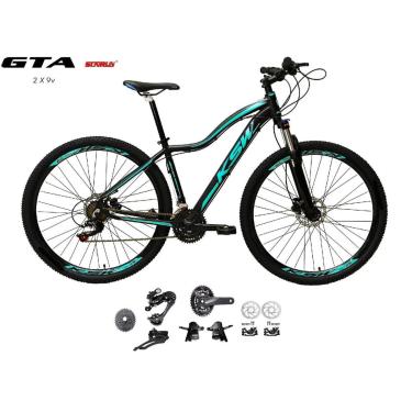 Imagem de Bike Aro 29 KSW Mwza 2x9v GTA Sunrun K7 11-36 Pedivela 24/38D Freio a Disco Garfo com Trava-Feminino