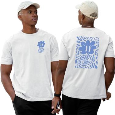 Imagem de Camiseta Basica Algodão‎ Abstract Thorns Flowers Blue-Unissex