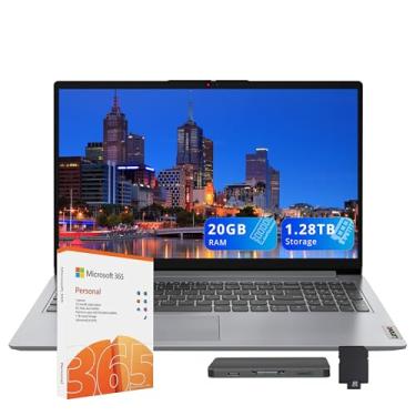 Imagem de Lenovo IdeaPad 1 Laptop HD de 15,6 polegadas para estudantes e negócios, Intel Celeron N4500, 20 GB de RAM, SSD de 1 TB + eMMC de 128 GB, teclado de tamanho completo, WiFi 6, 1 ano Office 365, Win 11