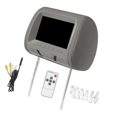 Imagem de BaotyJie de encosto de cabeça de carro com tela de 7 polegadas, display de travesseiro automotivo, acessórios portáteis, resolução de 800x480, tela LCD, Cinza Sem Zíper