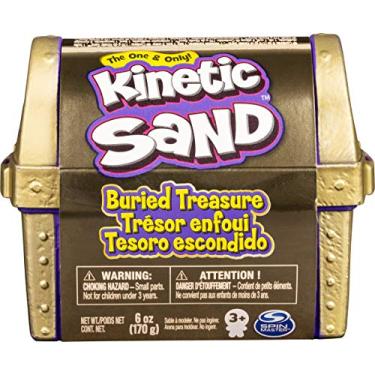 Imagem de Kinetic Sand, Conjunto de brinquedo de tesouro enterrado com 170 g de areia cinética e ferramenta surpresa escondida (estilo pode variar)