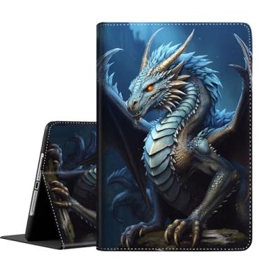 Imagem de Capa para Samsung Galaxy Tab S10 Plus 2024/ S9 Plus / S9 FE Plus 5G 12,4 polegadas 2023, capa fina dobrável com suporte para despertar/hibernar automático para tablet S10+/S9+/S9 FE+, dragão