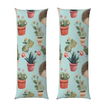 Imagem de Capa de travesseiro corporal com zíper oculto, fronha longa de microfibra macia e respirável para travesseiro corporal, capas de travesseiro de flores em vaso de ouriço para dormir, presente de cama