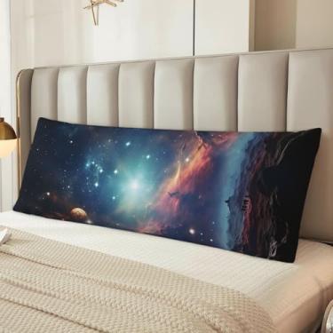 Imagem de Capa de travesseiro espacial de microfibra longa, presentes para mulheres e homens, fronha de corpo ultra macia e aconchegante com zíper oculto para decoração de casa 50 x 137 cm