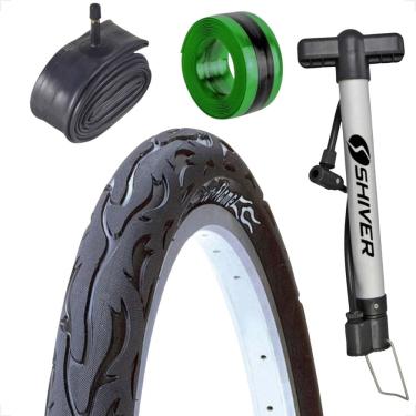 Imagem de Pneu Bicicleta Kenda Flame Aro 26 x 2.125 Balão + camara Shiver + bomba de ar e fita antifuro