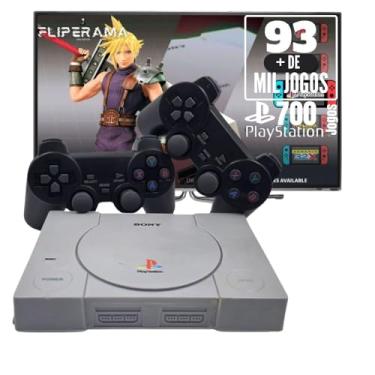 Imagem de Console Retrô PSX com 93 mil jogos + 2 Controles diversos Games e Jogos + 700 Jogos PS1 (Cinza, Controles com fio)