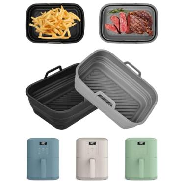 Imagem de Forro de silicone para fritadeira de ar dobrável, pacote com 2 unidades para fritadeira a ar fina bella de 6 litros (2,3 kg), acessórios reutilizáveis para inserção de cesta de silicone, antiaderente