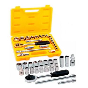 Imagem de Jogo Soquete Sextavado 10-32mm 1/2pol 22pcs Titanium Platina