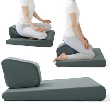 Imagem de HOMBYS Conjunto de almofada de meditação ajustável, almofada de ioga de espuma espessa para sentar no chão com suporte de quadril e joelho, almofada ergonômica para meditação e atenção plena