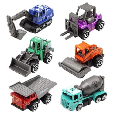 Imagem de menolana Conjunto de 6 veículos de construção em liga metálica, modelo de caminhão betoneira, brinquedo para crianças, veículo de construção, brinquedos para