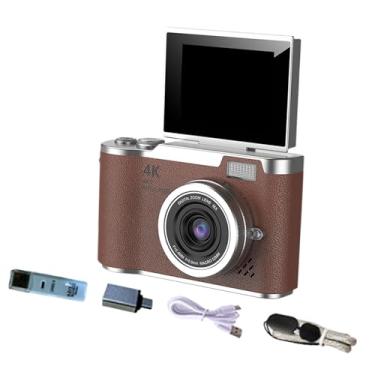 Imagem de predolo Câmera digital 4K com tela flip de 180°, tela de 2,4" com filtro integrado, digital de 8x, câmera CCD para iniciantes e adolescentes, Marrom
