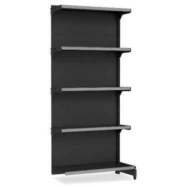 Imagem de Gondola Parede Continuaçao Base 40Cm 202X90x30 5 Prateleiras 40Kg Preto - Amapa