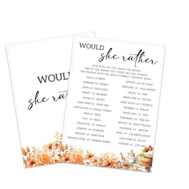 Imagem de Jogos de chá de panela, cartões de jogo de chá de casamento de outono, suprimentos de decoração de festa nupcial floral de outono, jogos de despedida de solteira de noivado para 25 convidados, jogo de