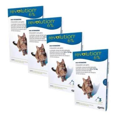 Imagem de 4 Antipulgas Revolution 6% Gatos 2,6 Á 7,5 Kg 12 Pipetas, Azul