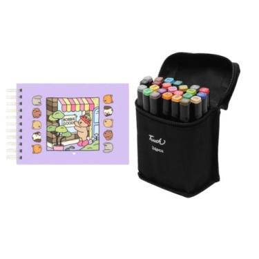 Imagem de Kit Livro De Colorir bobbie goods + Estojo Caneta Marcadores Canetinha