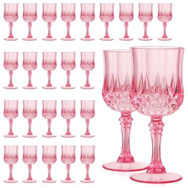 Imagem de CALBODE Conjunto De 24 Taças Vinho Plástico Rosa, 7 Oz, Inquebráveis Para Festas, Reutilizáveis E Laváveis Na Máquina Lavar Louça, Ideais Casamentos, Bares Todas As Celebrações