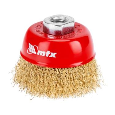 Imagem de MTX Escova De Aço Carbono Tipo Copo 75Mm Rosca M14 Para Limpeza De Superfícies Metálicas Com Ferrugem Sujeira Alta Durabilidade Uso Profissional Com Rotação Máxima De 1000 Rpm