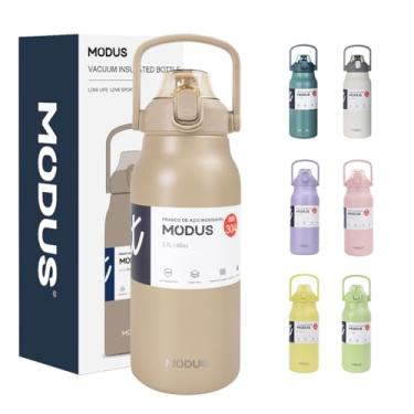 Imagem de Garrafa Térmica 1700ml - Duplamente Isolada a Vácuo, Canudo e Base Emborrachada Anti Derrapante, Mantém Bebidas Quentes por 12 Horas e Geladas por 24 Horas (Caqui)