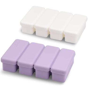 Imagem de Bandeja de silicone para cubos de gelo com tampa flexível, fácil de liberar, empilhável, grande com 4 compartimentos para coquetéis, uísque, sopas, manteiga, caldos e preparação de refeições (2)