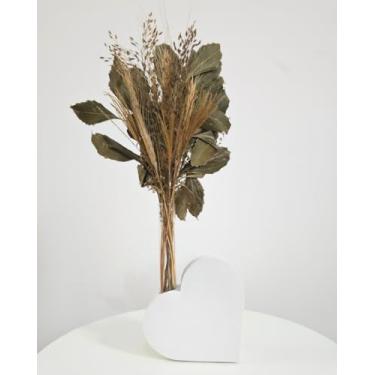 Imagem de Arranjo De Flores Secas Decorativo Vaso Solitário Coração