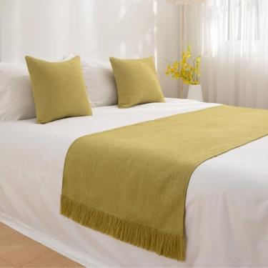 Imagem de JONKMY Cama Runner Cachecol Colcha de Cama Sólida Algodão e Linho Hotel Camas de Cama Moderna Simples Manta Macia Não Desvanece Roupa de Cama Lenço Proteção Casa Hotel Moda Decoração - Amarelo||30