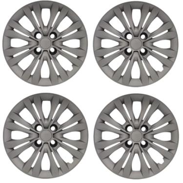 Imagem de Kit 4 Calota Aro 15 Compatível c/Roda Gol G7 2017 2018 - Grafite brilhante