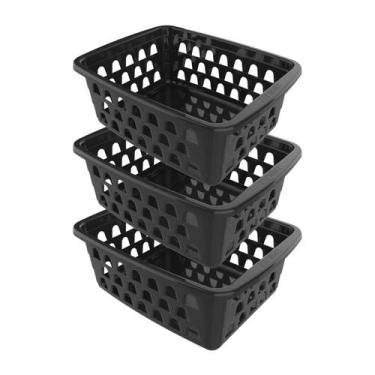 Imagem de Kit 3 Cesto Organizador Telado Sem Tampa 16 cm - Uninjet, Preto