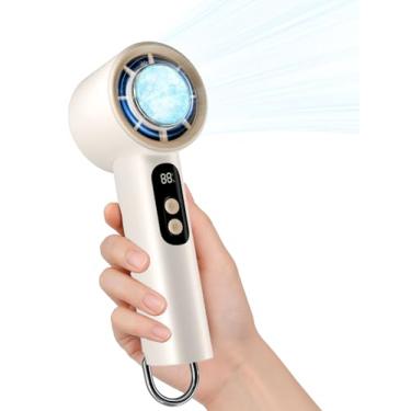 Imagem de Romanjoy Ventilador turbo portátil portátil com refrigerador de gelo, velocidade (1-100) ventilador pessoal recarregável, ventilador poderoso máximo de 15000 RPM, ventiladores de bolso pequeno para