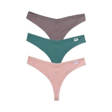 Imagem de Conjunto De 3 Peças De Tangas Femininas Sexy De Algodão Com Cintura Em