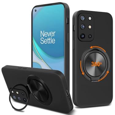 Imagem de Nijiadi Capa de telefone compatível com OnePlus 1+ 8T, suporte de anel giratório de 360° com suporte/suporte de silicone TPU Silm Fit capa protetora à prova de choque para OnePlus 1+ 8T 6,5 polegadas