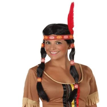 Imagem de Peruca De Índia Com Faixa E Pena Acessório Fantasia Festas