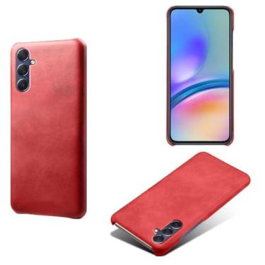 Imagem de Capa para Samsung Galaxy M34 5G,Proteção contra quedas,Casca de volta de cor sólida simples,Design de couro de imitação de plástico-Red