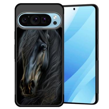 Imagem de BFUKVOU Capa para Pixel 10 Pro XL, capa rígida de policarbonato + TPU macio, antiderrapante, ultrafina, à prova de choque, para Google Pixel 10 Pro XL 6,8 polegadas 2025, cavalo preto