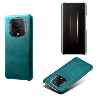 Imagem de Capa para Honor Magic 5 Ultimate,Proteção contra quedas,Casca de volta de cor sólida simples,Design de couro de imitação de plástico-Green