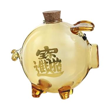 Imagem de Bothyi Cofrinho de vidro borossilicato, enfeite para sala de estar, armazenamento para meninos e meninas, cofre para dinheiro, mesa transparente, porquinho, Amarelo