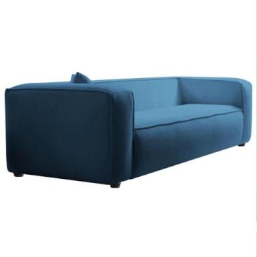 Imagem de Sofá 2 Lugares 160cm Orgânico Luxo Recepção Cecília Linho Azul Royal -