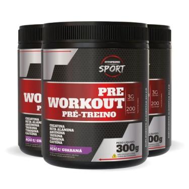 Imagem de Kit 3 Pré Treino com Creatina Beta Alanina Arginina Taurina Tirosina e