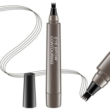 Imagem de Lápis de tinta de sobrancelha da Brow Stylist – Kit de caneta de sobrancelha micro de 4 pontas, levanta e agarra, cabelo de sobrancelha natural à prova d'água de longa duração (B-1 peça 04# cinza)