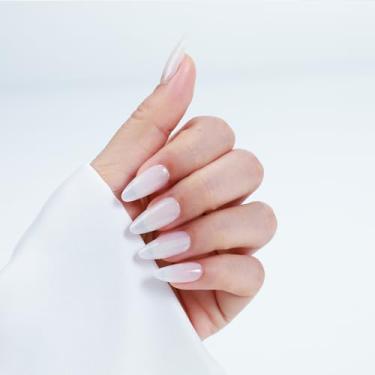 Imagem de Rnker Press On Nails – Cor transparente, unhas de gel de amêndoa com acabamento brilhante, 15 tamanhos – Kit de 30 unhas com cola