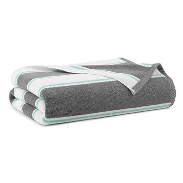 Imagem de Aston & Arden Toalha de praia listrada - Algodão grosso de pelúcia macia de 35 x 70, 600 GMS pesado e luxuoso para cadeiras de piscina, resort e banheira de hidromassagem, cinza/verde