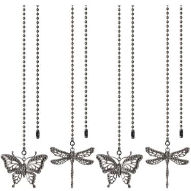 Imagem de SHIFANQI Corrente para ventilador de teto, pacote com 4 extensões de corrente para ventilador de libélula preta, corrente decorativa de 30,5 cm, pingente para ventilador de luz de teto, extensor de