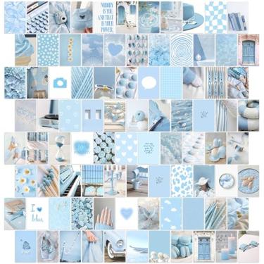 Imagem de Y2K BOO Kit de colagem de parede azul bebê - 100 pôsteres estéticos azuis claros para decoração de quarto de meninas adolescentes, impressões minimalistas de 10 x 15 cm para dormitórios, quartos e