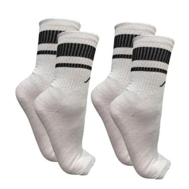 Imagem de Kit 2 pares meia esportiva cano longo com faixa kappa - tam 34-39, Bra