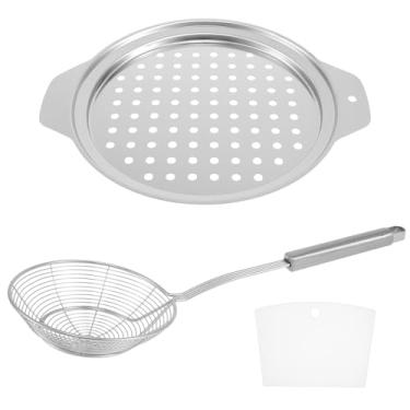 Imagem de Tampa para fazer spaetzle de aço inoxidável com raspador, panela tradicional alemã de macarrão de ovo, coador de espaguete, colher escumadeira, coador de macarrão e raspador