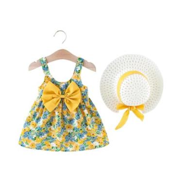 Imagem de Vestido Floral de Verão para Bebês - Conjunto com Chapéu para Praia, 1