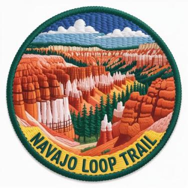 Imagem de Emblema bordado para trilha Navajo Loop com ferro/costurado (8,5 cm) Utah Hiking Trek Emblema perfeito para mochilas, jaquetas, adesivos de presente