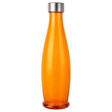 Imagem de Garrafa De Água Geladeira Suco Vidro Tampa Inox 1 Litro Laranja