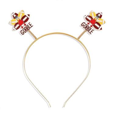 Imagem de NVENF Faixa de cabelo feminina de Ação de Graças, outono, outono, strass, letra "GIVE THANKS", "Happy Fall", argola de cabelo dourada, lembrancinhas de festa de Ação de Graças, acessórios de cabelo